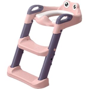 Reductor si Scaunel Inaltator WC, Flippy, pentru Copii 1 - 7 Ani, 2 Trepte Reglabile, Pliabil, Colac Moale, cu Spatar si Manere, Inaltime 54/58 cm x 39.5 x 35 cm, din Plastic+PVC, Roz/Mov