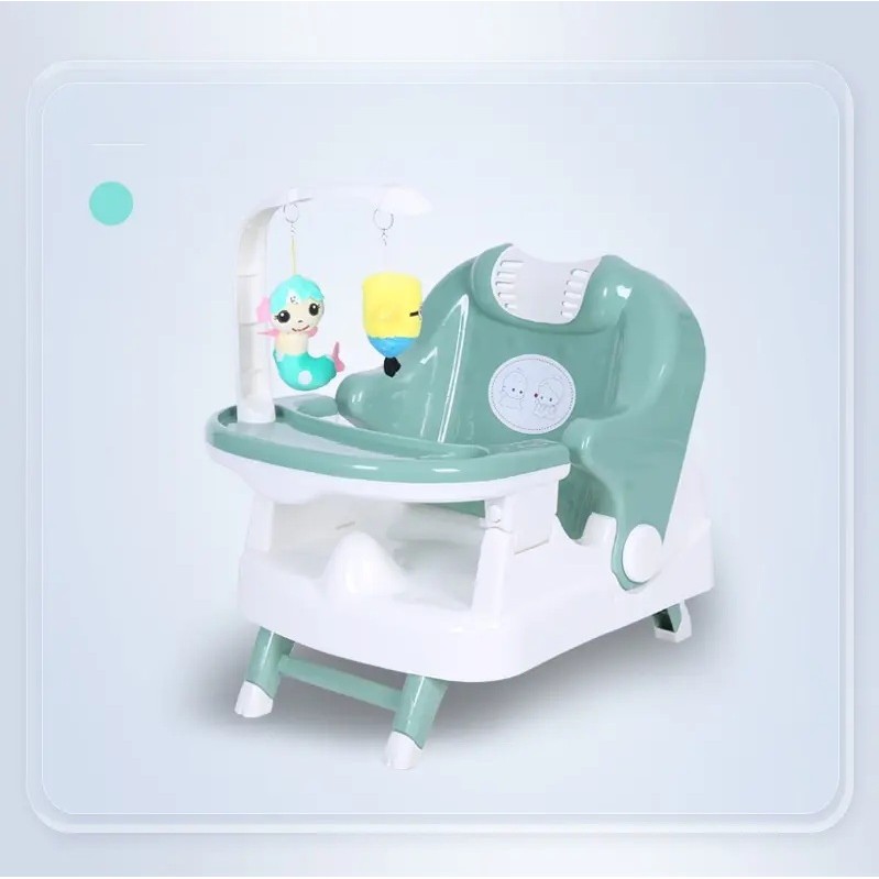 Scaun pentru Copii 2 in 1, Flippy, pentru Servit Masa si pentru Baie, Multifunctional, Pliabil, Portabil, din Plastic, Spatar Reglabil, 58 x 39 cm, Verde Deschis - imagine 2