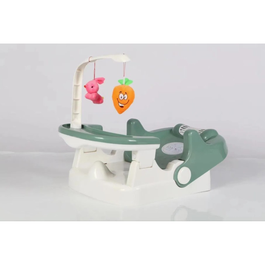 Scaun pentru Copii 2 in 1, Flippy, pentru Servit Masa si pentru Baie, Multifunctional, Pliabil, Portabil, din Plastic, Spatar Reglabil, 58 x 39 cm, Verde Deschis - imagine 3