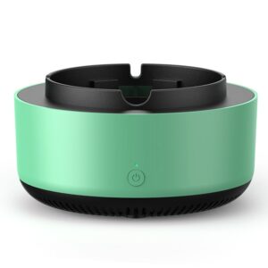 Scrumiera Multifunctionala cu Absorbtie, Flippy, Incarcare USB, cu Purificator de Aer, Scrumiera cu Absorbtie Fum, 14,5 x 14 x 7,5 cm, Verde