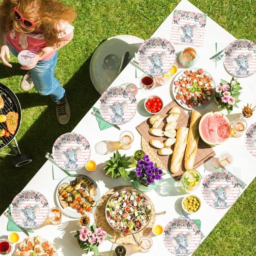 Set 10 Pahare, Flippy, Imprimeu Elefant, din Carton, 7.5 x 8.5 cm, Roz - imagine 3