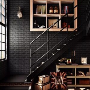 Set 10 Placi Tapet 3D Flippy, 35 x 38 cm, 3 mm, 1.33 mp, Negru