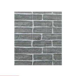 Set 10 Placi Tapet 3D, Flippy, 35 x 38 cm, Grosime 3 mm, din Polietilena, Model Caramida, Suprafata acoperita 1.33 mp, Gri