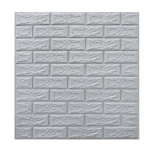 Set 10 Placi de Tapet, Flippy, Autoadezive, 70 x 77 cm, 3.5 mm Grosime, Suprafata Acoperita 5.3 mp, din PVC, Model Caramida, Gri