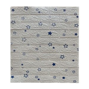 Set 10 Placi de Tapet, Flippy, Autoadezive, 70 x 77 cm, Suprafata Acoperita 5.3 mp, din PVC, Model Stelute Albastre, Alb