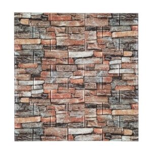 Set 10 Placi de Tapet, Flippy, Autoadezive, 70 x 77 cm, 3.5 mm Grosime, Suprafata Acoperita 5.3 mp, din PVC, Model Caramida, Multicolor