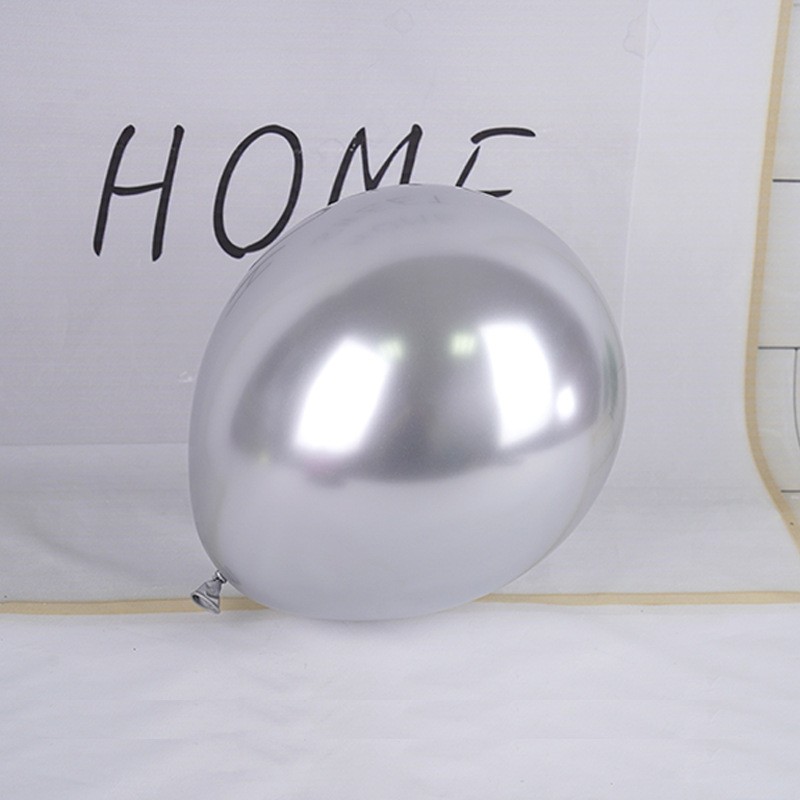 Set 12 Baloane, Flippy, din Latex Chrome, 13 cm, Argintiu - imagine 4