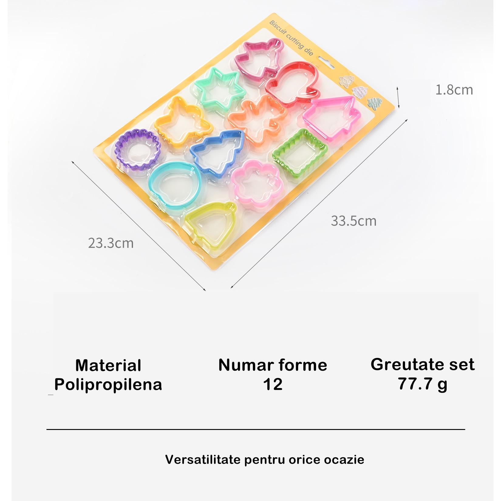 Set 12 forme pentru prajituri Flippy, material polipropilena, diverse forme, pentru orice ocazie, adancime 1.6 cm, 23.3 x 33.5 x 1.8 cm, multicolor - imagine 2