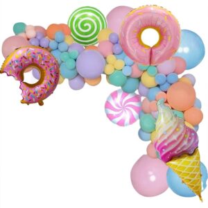 Set 124 Baloane, Flippy, din Latex si Folie de Aluminiu, Model Candy, Diferite Marimi, Multicolor