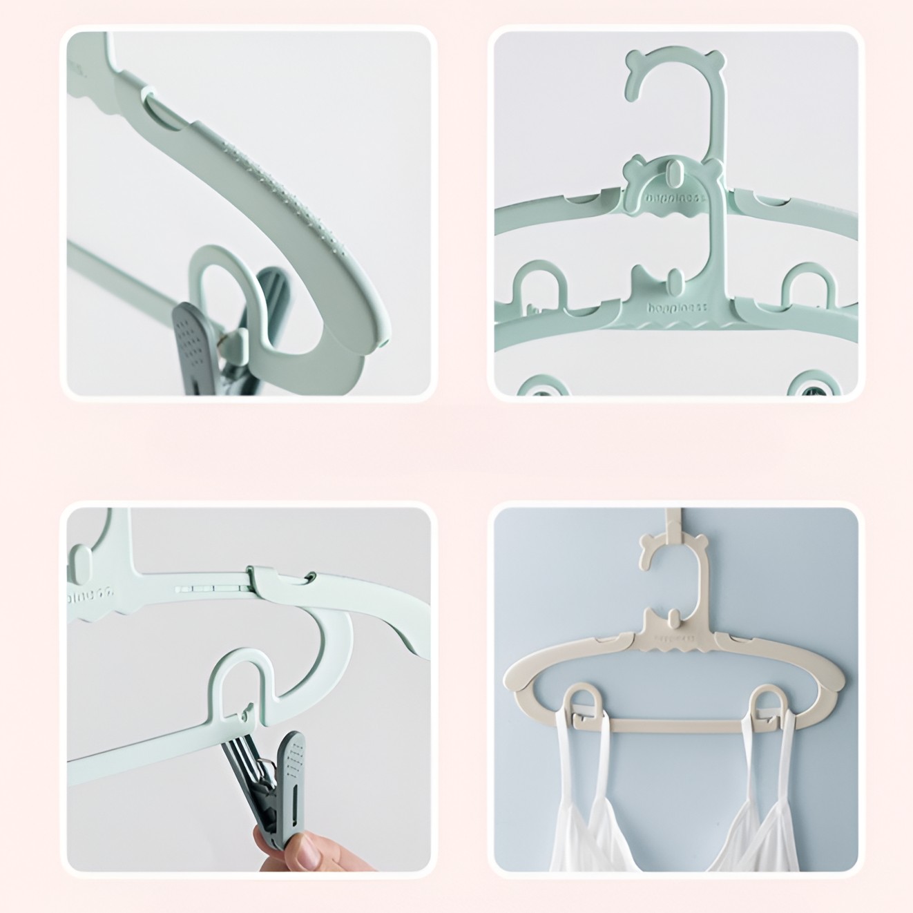 Set 10 de Cleme pentru Haine, Flippy, de Prindere pentru Pantaloni, Atasabile la Umerase, 1.6x2.3x6.35 cm, Maro - imagine 2