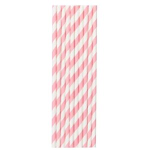Set 25 Paie, Flippy, din Hartie, 20 cm, Model cu Dungi, Alb/Roz