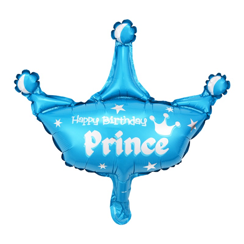 Set 3 Baloane din Folie Metalizata, Flippy, Figurine Coroana si Stea, Model Aniversare, 40 cm, Ambalaj Individual, Pai Inclus, Umflare cu Aer sau Heliu, Albastru - imagine 3