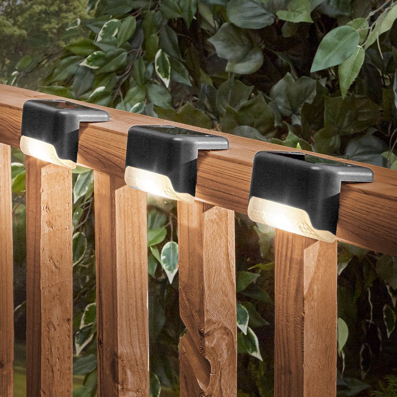 Set 4 Aplice Solare, Flippy, Lumina LED-uri, IP65, din ABS+PC, 8-10 h Iluminare, Baterie 1.2 V 600 mAh, Montare pe Trepte/Borduri, Lumina Alb Cald, 7.9 x 5 cm, Negru - imagine 4