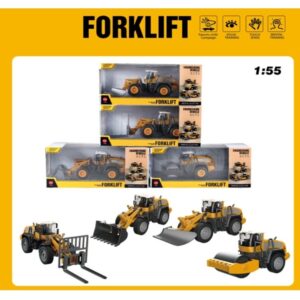 Set 4 masini de constructii pentru copii, diverse modele, galbene, + 3 ani