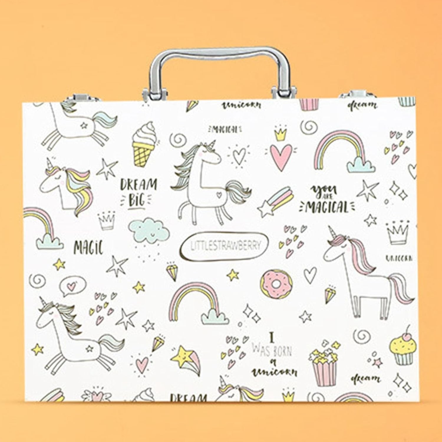 Set 53 Piese pentru Desen si Pictura, Flippy, Tip Servieta, Model Unicorni, 30 x 24 x 5.4 cm, Multicolor - imagine 2