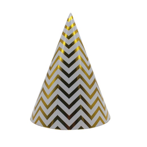 Set 6 Coifuri, Flippy, Petrecere Copii, din Carton, 20 x 13.5 cm, Model 7 Valuri, Auriu