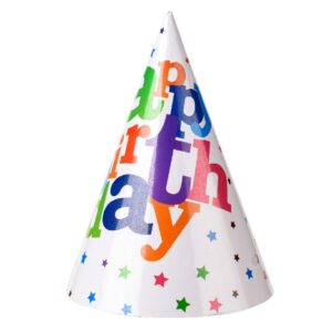 Set 6 Coifuri, Flippy, Petrecere Copii, din Carton, 20 x 13.5 cm, Model 2 Happy Birthday, Multicolor