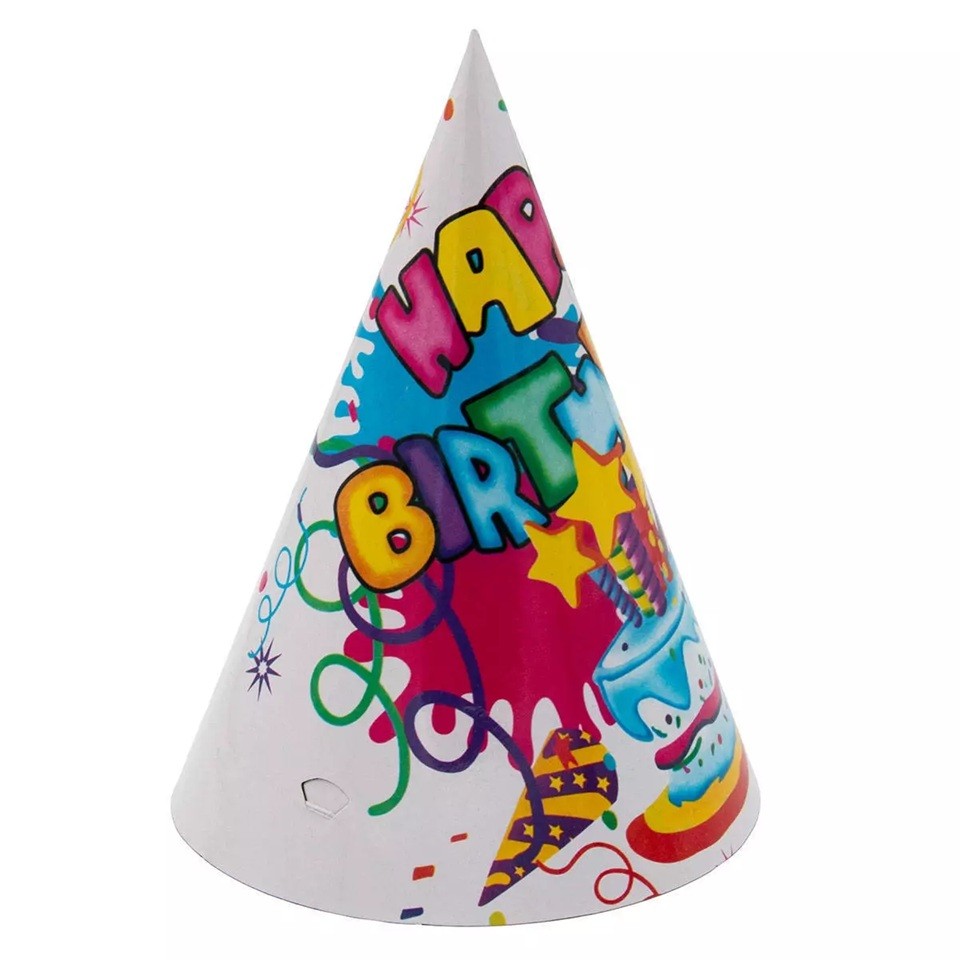 Set 6 Coifuri, Flippy, Petrecere Copii, din Carton, 20 x 13.5 cm, Model 5 Happy Birthday, Multicolor - imagine 2