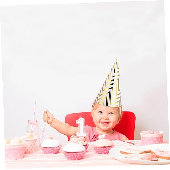 Set 6 Coifuri, Flippy, Petrecere Copii, din Carton, 20 x 13.5 cm, Model 8 Valuri, Argintiu - imagine 4