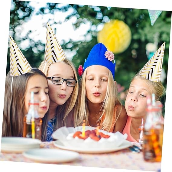 Set 6 Coifuri, Flippy, Petrecere Copii, din Carton, 20 x 13.5 cm, Model 7 Valuri, Auriu - imagine 3