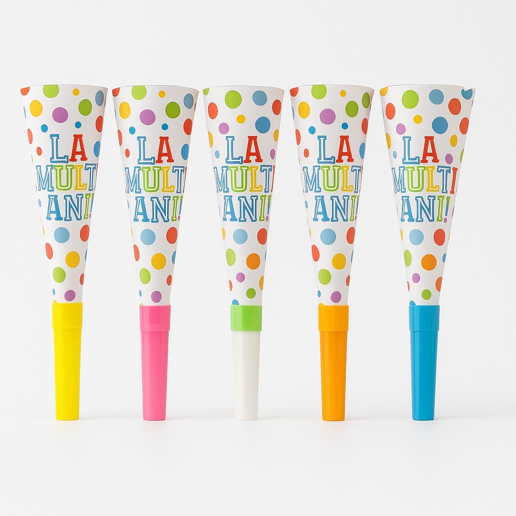 Set 6 Suflatori, Flippy, Colectia LA MULTI ANI, 20 cm, din Carton, Multicolor - imagine 2