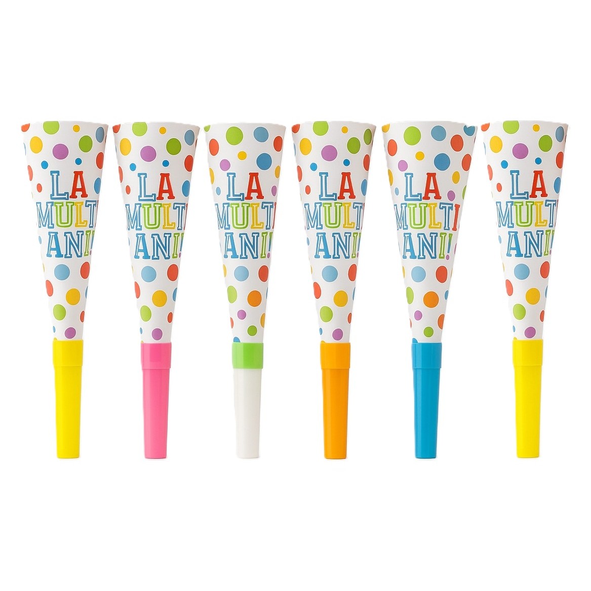 Set 6 Suflatori, Flippy, Colectia LA MULTI ANI, 20 cm, din Carton, Multicolor
