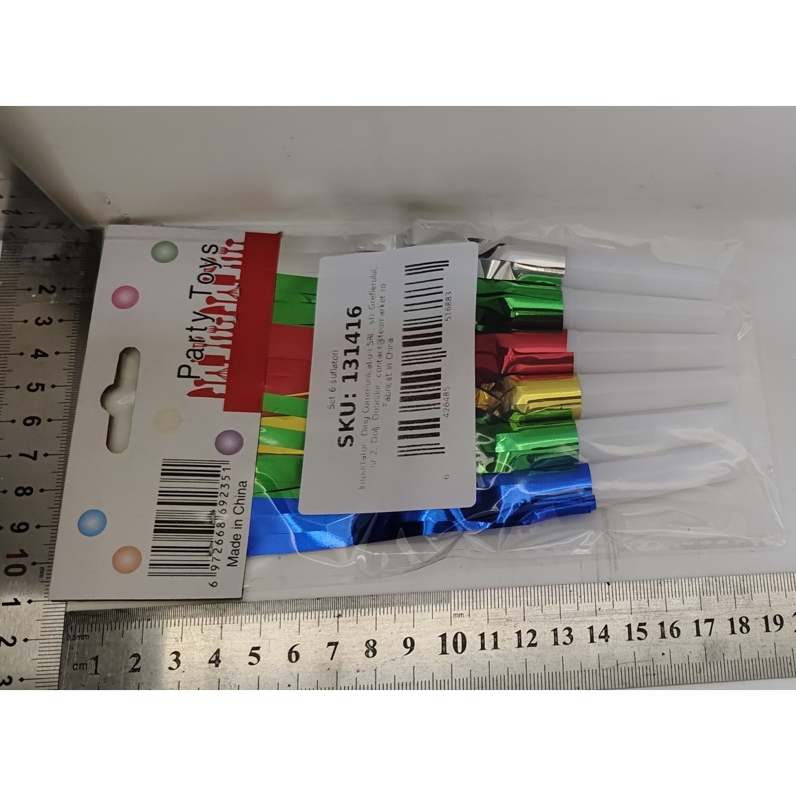 Set 6 Fluiere Party cu Franjuri, Flippy, din Plastic, Multicolor - imagine 2
