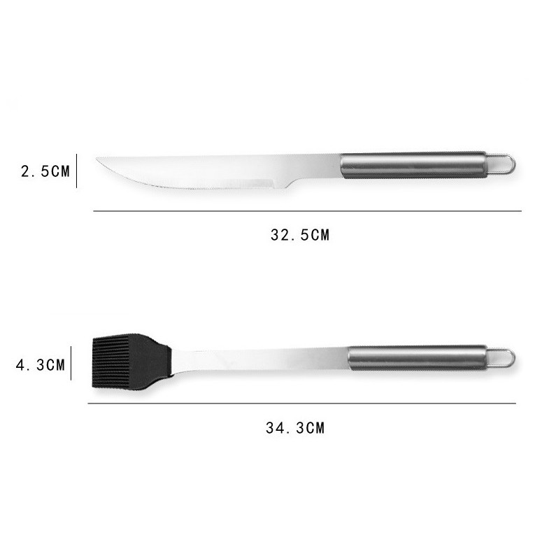 Set 9 Ustensile pentru Gratar, Flippy, din Otel Inoxidabil, Geanta Oxford, Argintiu - imagine 4