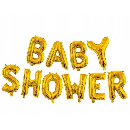 Set Baloane din Folie Metalizata, Flippy, Model Baby Shower, Litere de 40 cm, Baloane Party, Ambalaj Individual, Pai, Ata si Adeziv Incluse, Umflare cu Aer sau Heliu, Auriu - imagine 2