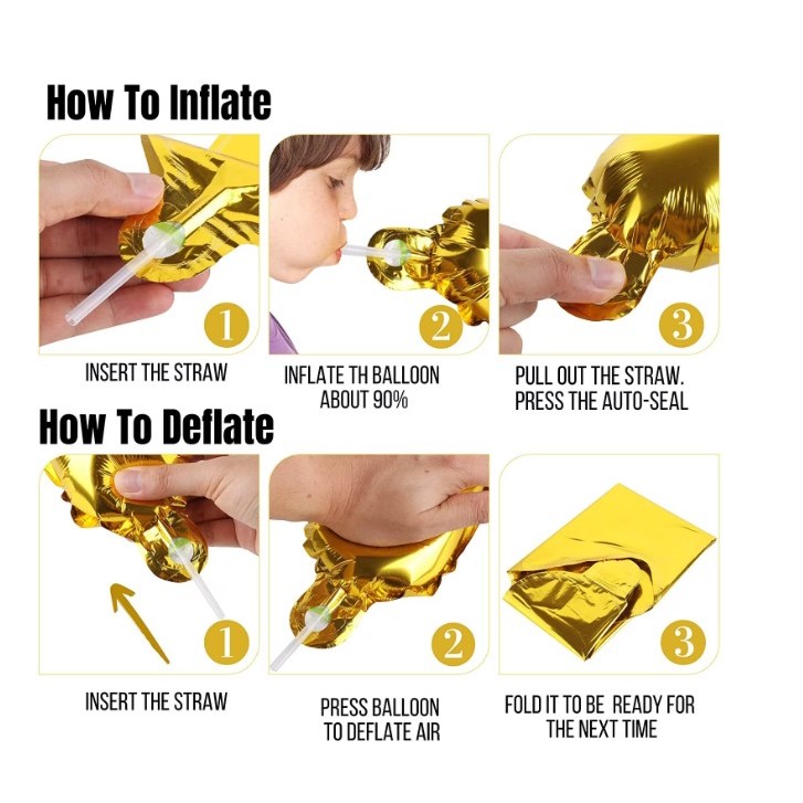 Set 13 Baloane Folie, Flippy, Tip Ghirlanda, Model Happy Birthday, 40 cm, Auriu - imagine 3