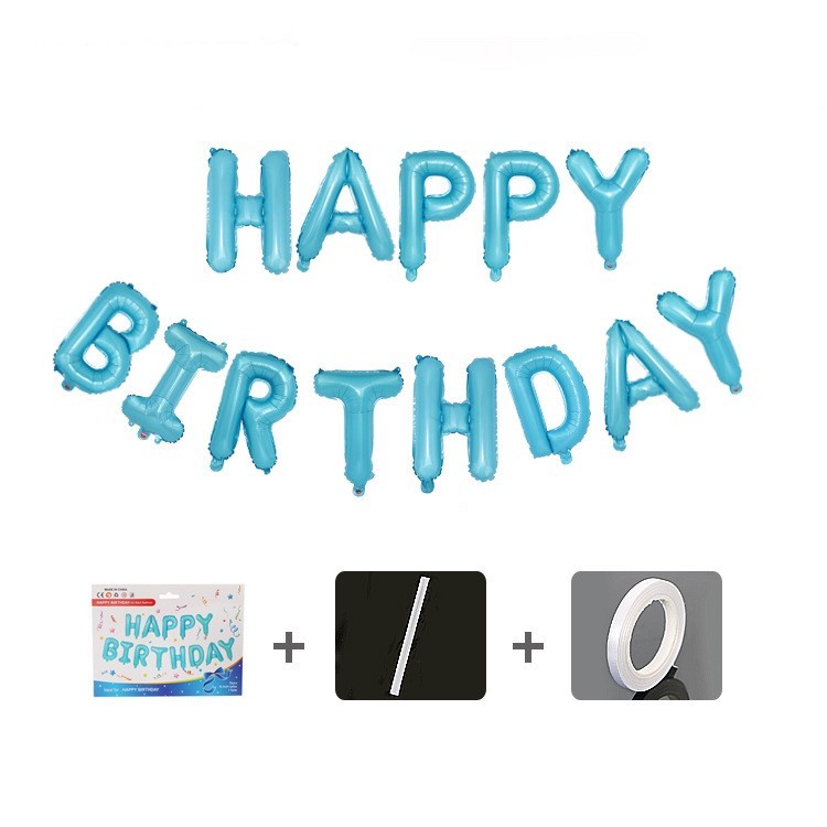 Set baloane folie Flippy, Happy Birthday, 40 cm, baby blue - imagine 4