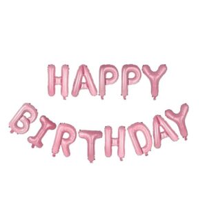 Set 13 Baloane Folie, Flippy, Tip Ghirlanda, Model Happy Birthday, 40 cm, Roz Deschis