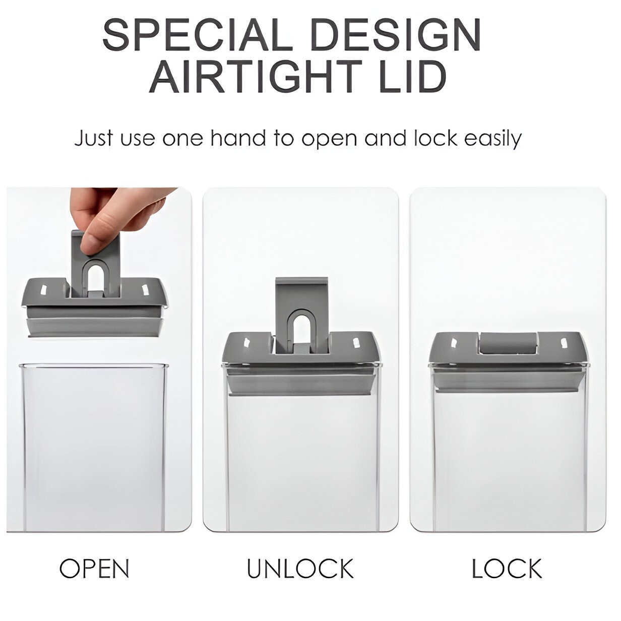 Set Cutii de Depozitare a Alimentelor, Flippy, 7 Recipiente, 10 Etichete Reutilizabile, 4 Linguri, pentru Bucatarie, Spatula, Etansare, Fara BPA, Transparente, Capac Negru - imagine 4