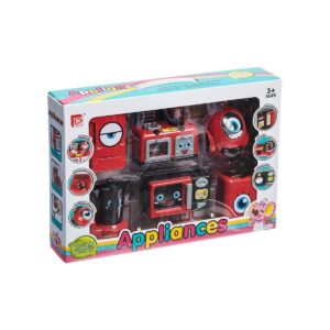 Set de joaca mini bucatarie, aparate de uz casnic mici, 6 piese, pentru copii, rosu