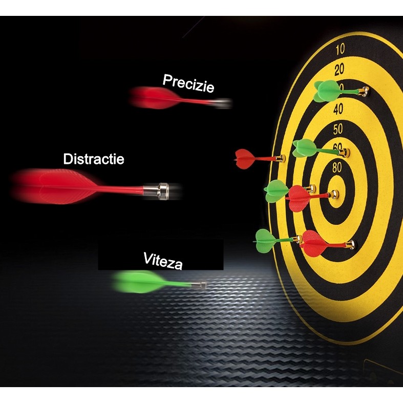 Set Joc Darts Flippy, Doua Fete pentru Joc, 6 Sageti Incluse, Magnetic, Dimensiuni 37 x 40 cm, Design clasic, Multicolor - imagine 3