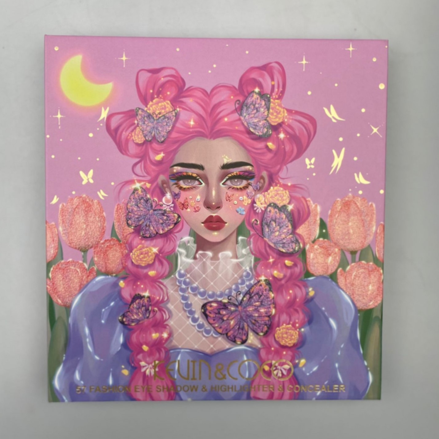 Trusa de machiaj, paleta Kevin&Coco cu 53 de farduri, iluminator, corector si rujuri, Flippy - imagine 3