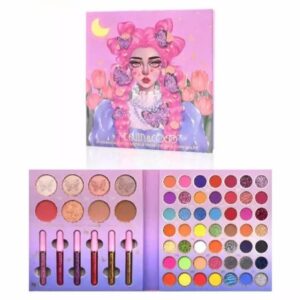Trusa de machiaj, paleta Kevin&Coco cu 53 de farduri, iluminator, corector si rujuri, Flippy