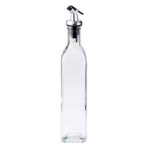 Sticla de Ulei de Masline, Flippy, Sticla etansa pentru Lichide de Bucatarie, Sticla pentru Uleiuri, Sosuri, Otet, Capac din Inox Dozator, 30 x 6 cm, volum 500 ml, Transparent