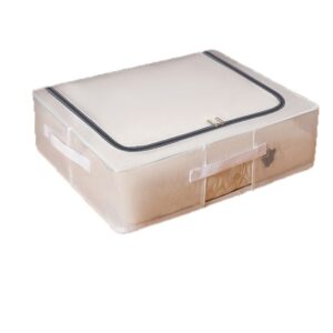 Cutie de Depozitare, Flippy, pentru Pantofi Haine, din Plasa PVC Impermeabila si Manere Laterale, Pliabila, Fermoar Bidirectional, 50 x 40 x 15 cm, Transparenta