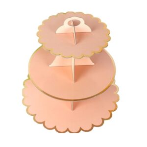 Suport Etajat pentru Prajituri, Flippy, cu Tematica Aniversare, 3 Nivele, Model 8, Roz