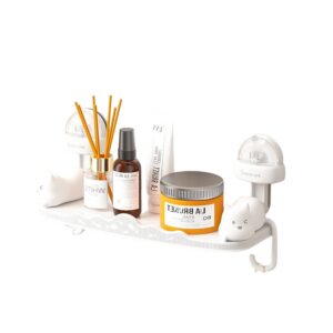 Suport pentru Baie, Flippy, Montare pe Perete, Model Pisicute, ABS, Adeziv, Raft pentru Depozitare, 33.4x17.7 cm, Alb