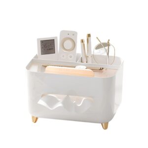 Suport pentru Servetele, Flippy, Cutie Multifunctionala, Design Minimalist, ABS, cu Suport pentru Obiectele Personale, pentru Birou, 21x15x13 cm, Alb