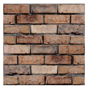 Set 10 x Placi Tapet Autocolant 3D cu Imitatie de Caramida de Exterior, pentru Perete Bucatarie Sufragerie, Usor de Curatat, Rezistent la Apa, Autoadeziv, 30x30 cm, Maro