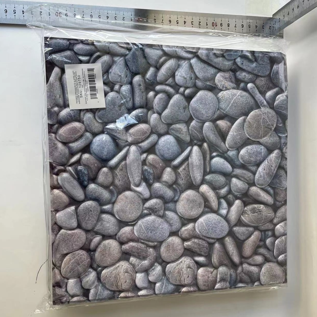 Set 10 x Placi Tapet Autocolant 3D cu Imitatie de Pietre Mici, pentru Perete Bucatarie Sufragerie, Usor de Curatat, Rezistent la Apa, Autoadeziv, 30x30 cm, Gri - imagine 4