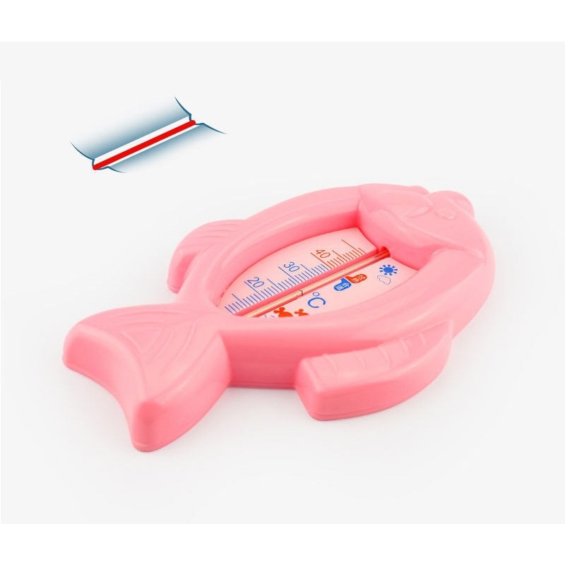 Termometru pentru Baie, Flippy, Plutitor, Rezistent la apa, Multifunctional, Model Peste, 15.5x9.5x2 cm, Roz - imagine 2
