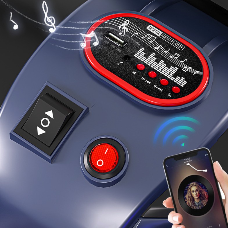 Tricicleta Electrica pentru Copii, Flippy, cu 2 Acumulatoare 380*2, tip 6V7, Bluetooth, Sistem Anti-Rasturnare, Sistem de Lumini si Sunet, 6+ Ani, 95 x 58 x 45 cm, Negru Verde - imagine 4