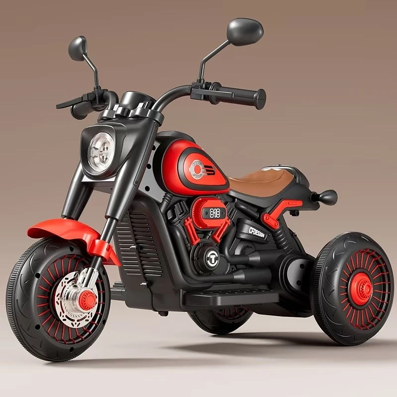 Tricicleta Electrica pentru Copii, Flippy, Tricicleta DUAL-DRIVE 380*2 Baterie 6V 4.5, Bluetooth, Sistem Anti-Rasturnare, Sistem de Lumini si Sunet, 5+ Ani, 80 x 60 x 42 cm, Rosu Negru - imagine 2