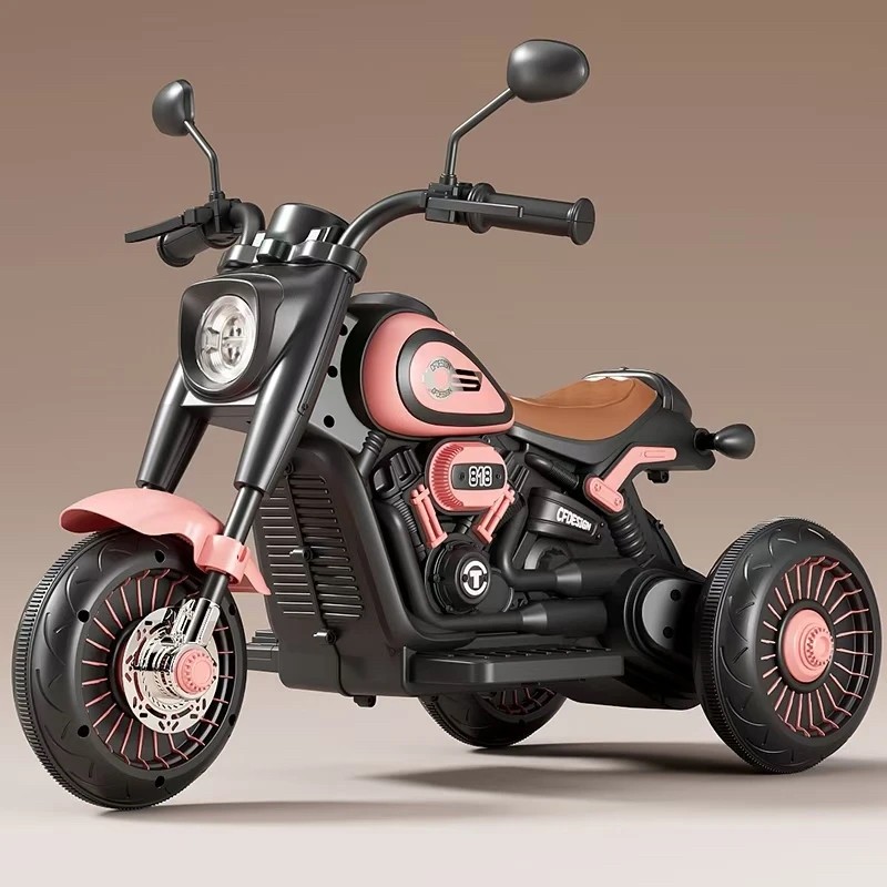 Tricicleta Electrica pentru Copii, Flippy, Tricicleta DUAL-DRIVE 380*2 Baterie 6V 4.5, Bluetooth, Sistem Anti-Rasturnare, Sistem de Lumini si Sunet, 5+ Ani, 80 x 60 x 42 cm, Roz Negru - imagine 2