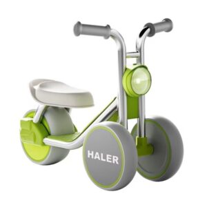 Tricicleta pentru Copii, Flippy, Exercitiu de Echilibru, pentru 1-6 Ani, Lumina LED, Fara Pedale, din Plastic, Roti 7.8 cm, Greutate Portanta 50 kg, 43 x 58 x 35 cm, Verde