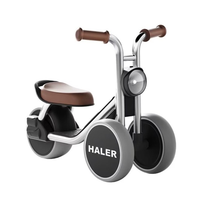 Tricicleta pentru Copii, Flippy, Exercitiu de Echilibru, pentru 1-6 Ani, Lumina LED, Fara Pedale, din Plastic, Roti 7.8 cm, Greutate Portanta 50 kg, 43 x 58 x 35 cm, Gri